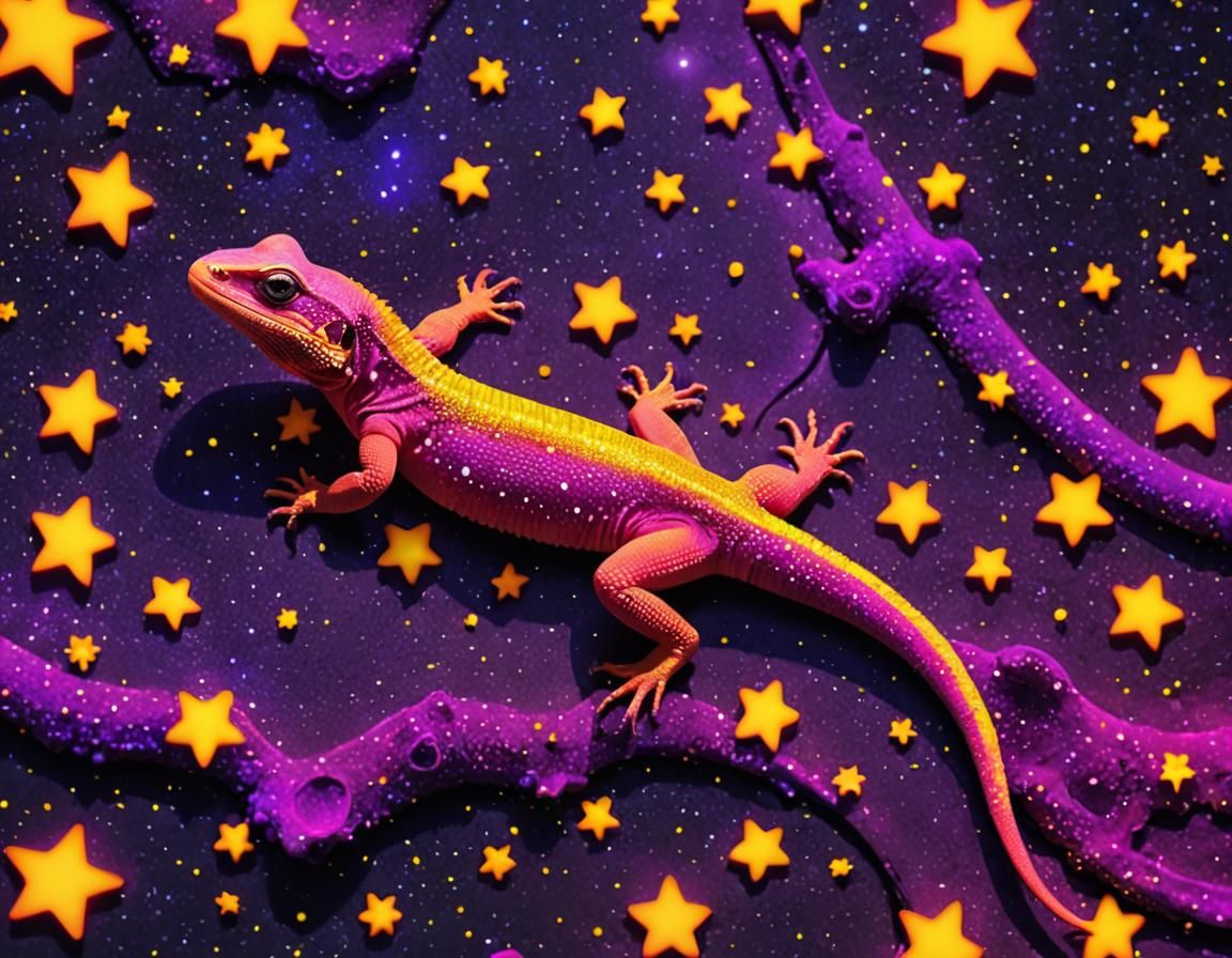 (Purple_lizard:1.1) in outher_space, imponent_detailed_macro...