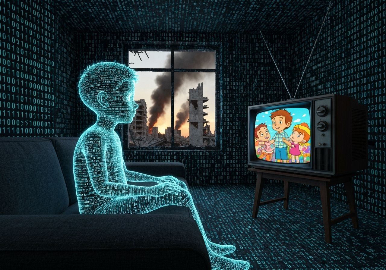 Binair-Boy watching cartoons.  by @Terra