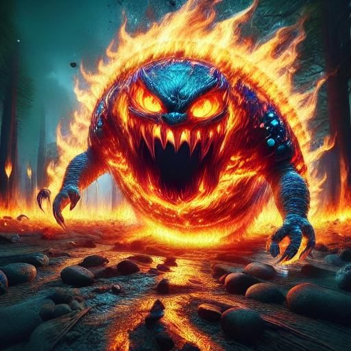 <lora:Insane light effects:1.0> Fire monster glowing