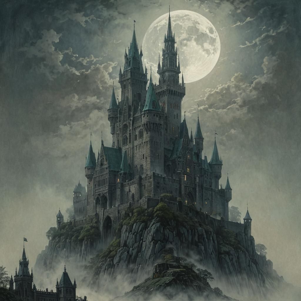 A medieval gothic castle  by @Mumbai AI