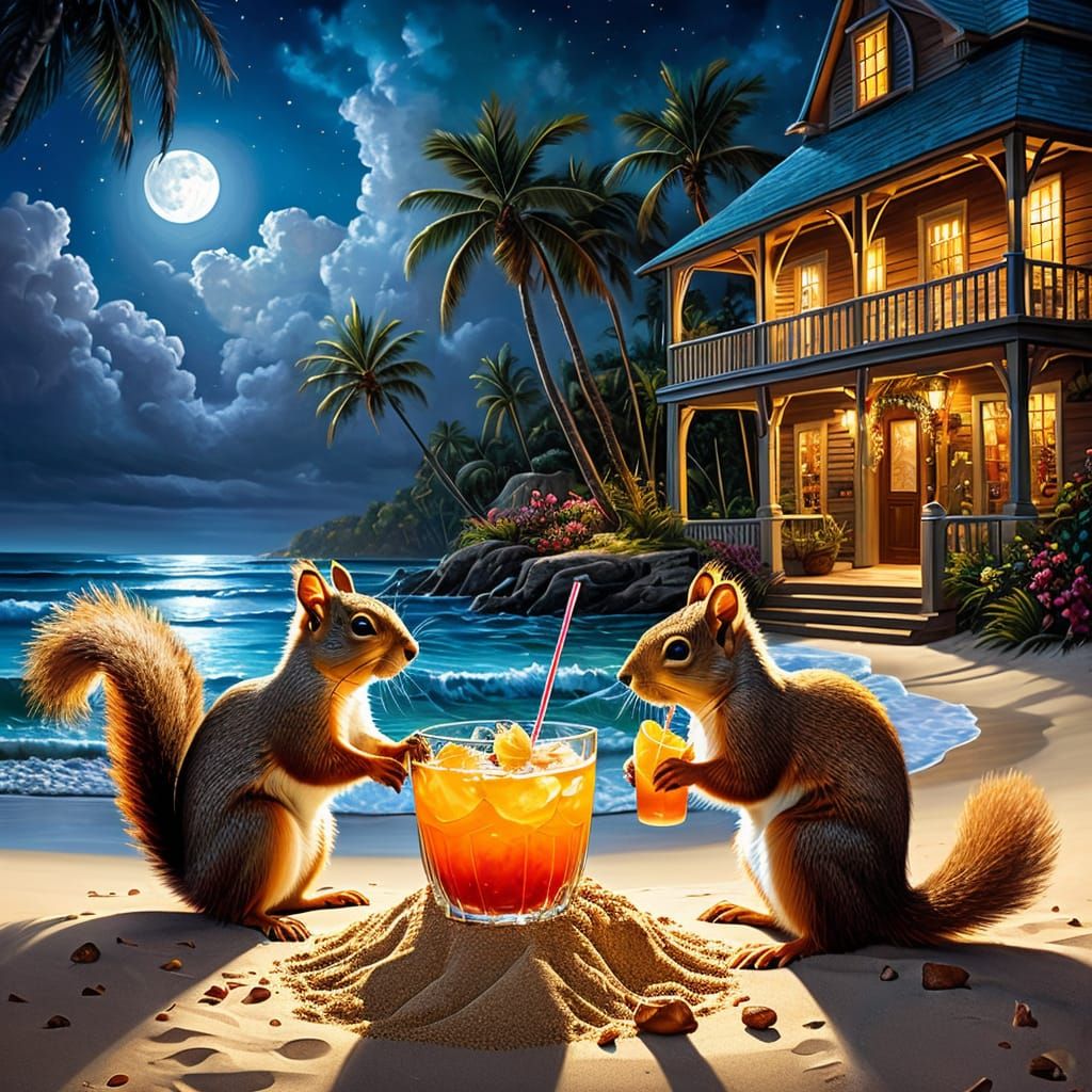 Two Squirrels on the beach in Florida