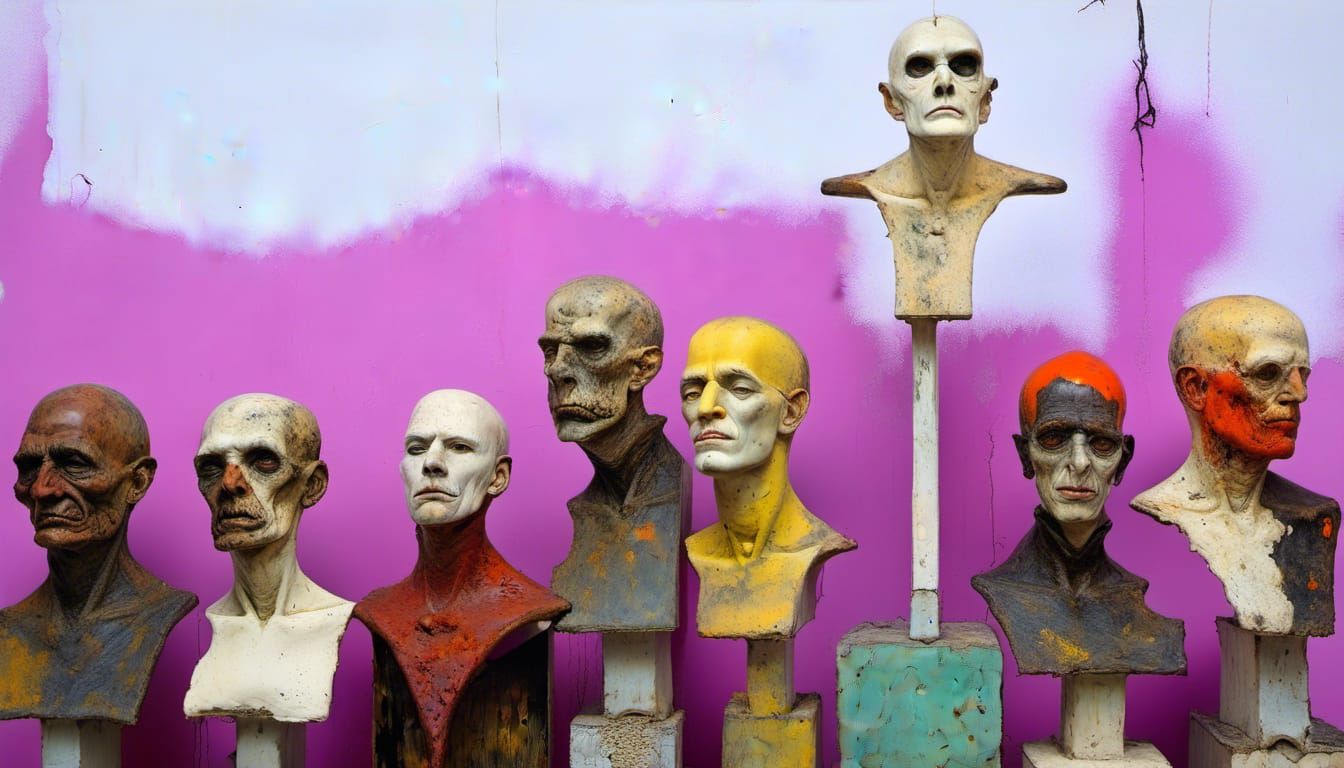 Surreal Plaster and Bone Art Piece