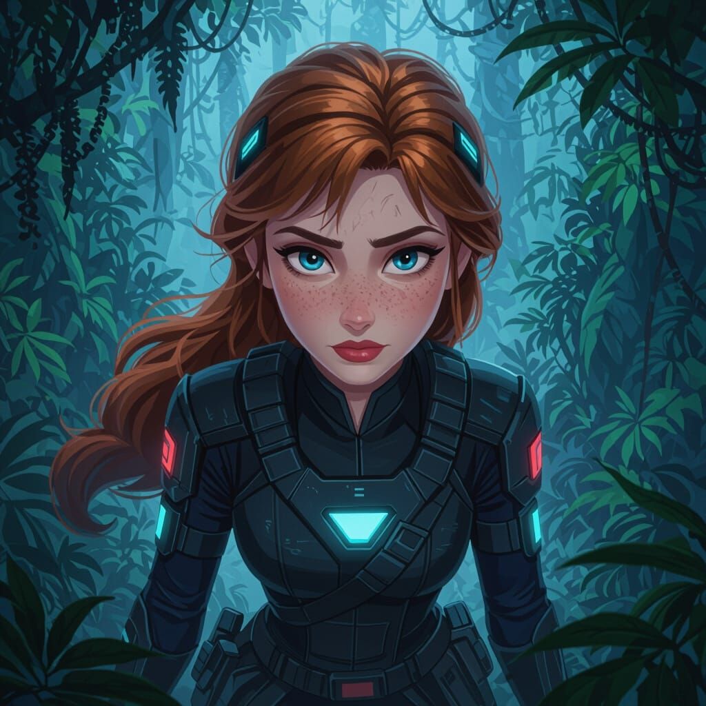 Cyberpunk Anna gets ready to...