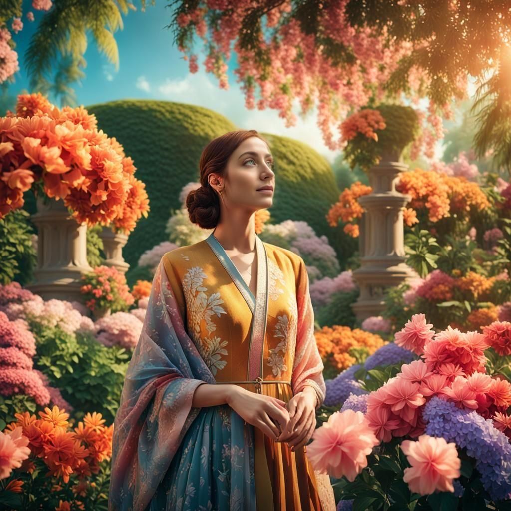 A botanical garden park with trees and beautiful flowers intricate details, HDR, beautifully shot, hyperrealistic, sharp focus, 64 megapixel...