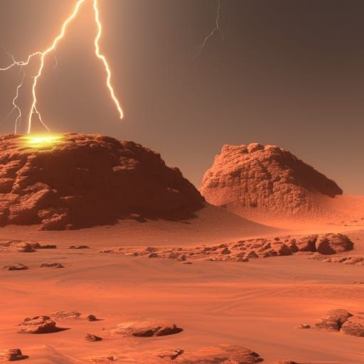 Lightning on mars - AI Generated Artwork - NightCafe Creator