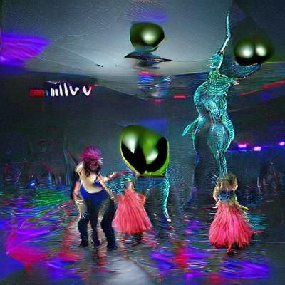 Aliens in a void as people dance