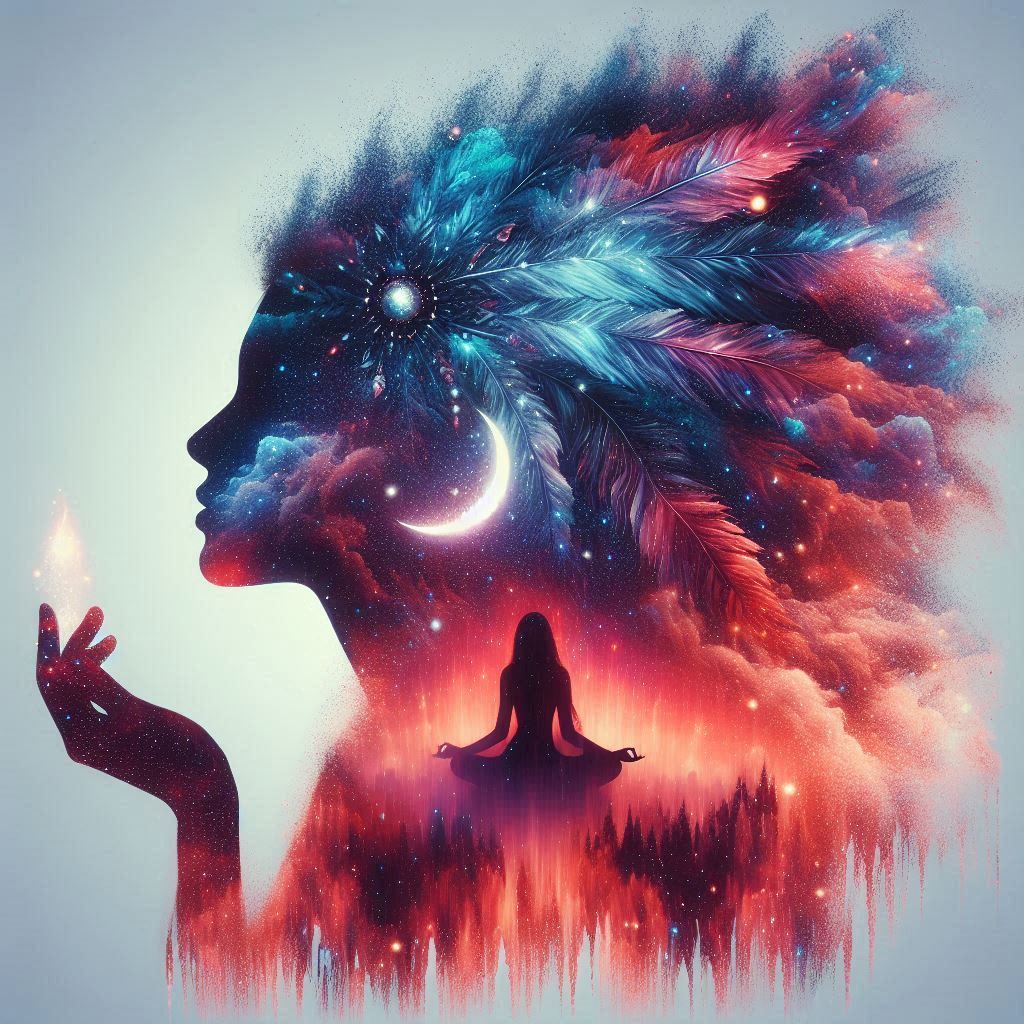 double exposure beautiful fantasy DALL-E 3 portrait landscap...