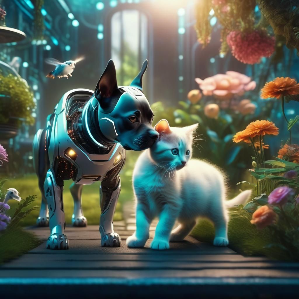 A  cute cyborg pet dog