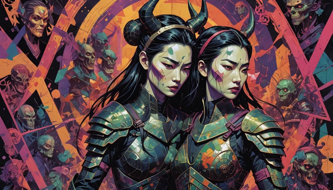 comics,

a darned Mulan with a severed ear, scars, armor,

T...