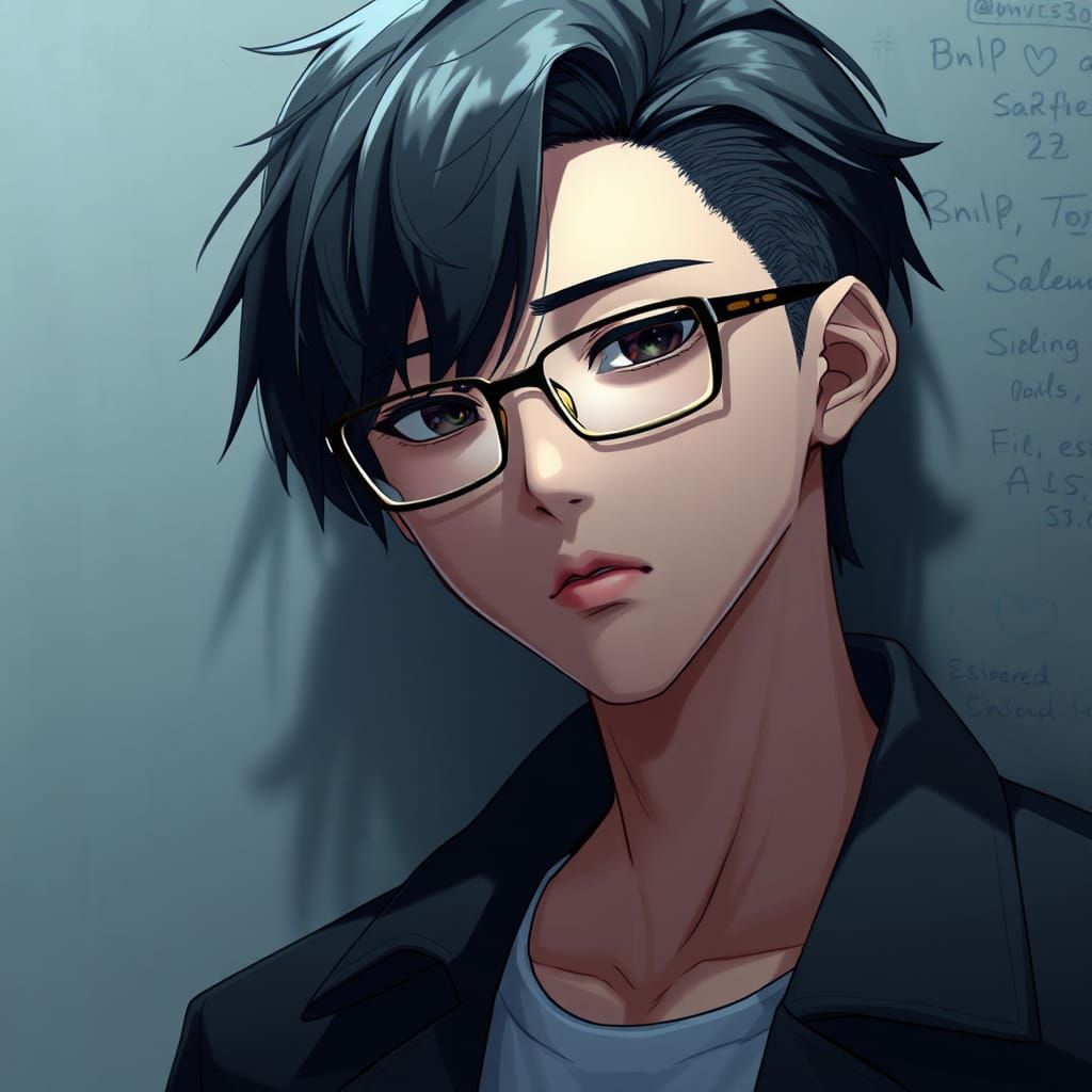 Loner with Glasses in 3D Anime Style
