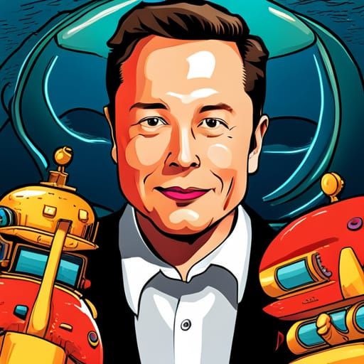 Elon Musk announces his flying submarine. - AI Generated Artwork