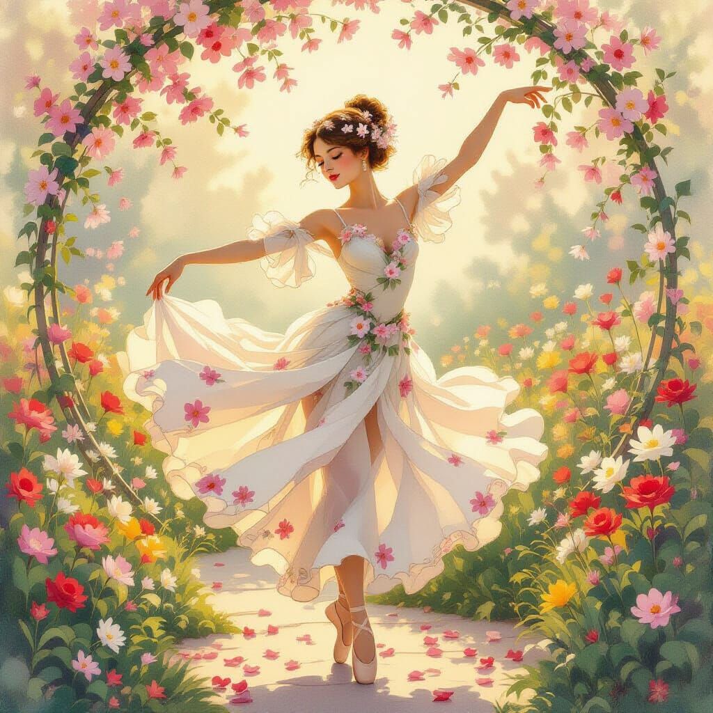 Ethereal Flower Dancer in Spring Garden