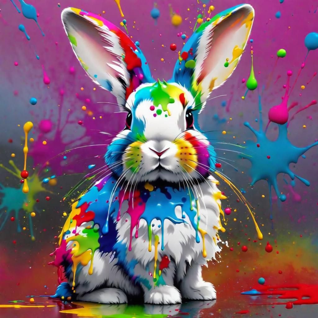 Paint Splatter Bunny - AI Generated Artwork - NightCafe Creator