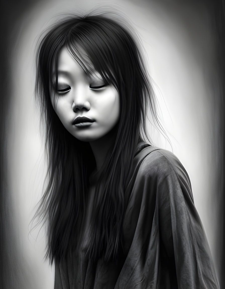 asian girl sketch - AI Generated Artwork - NightCafe Creator