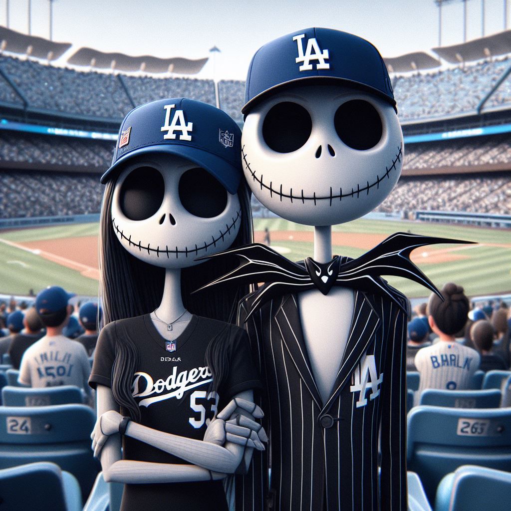 Jack Skellington and girlfriend LA Dodgers fan