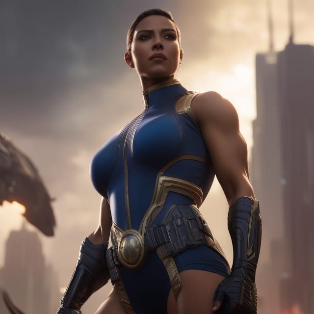 beautiful super hero girl,
muscular,
voluptuous, 
spandex, o...