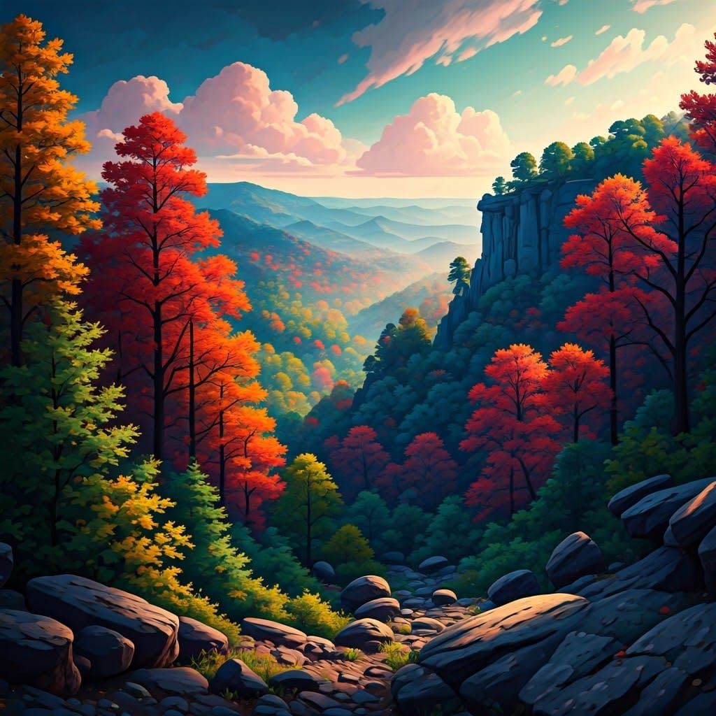 Colorful Arkansas Landscape in Expressive Style