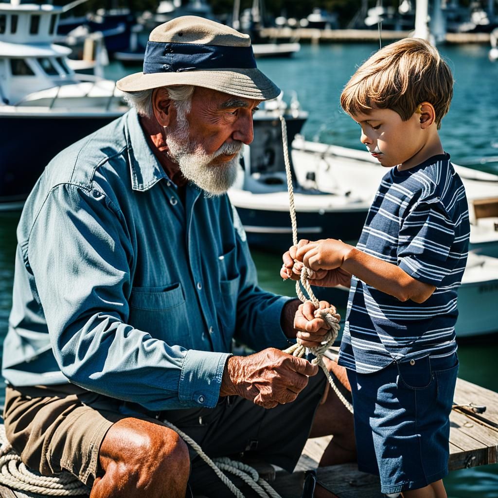 If you wanna be a Fisherman like Grandpa, ya’ gotta know yer knots!   by @Crispy Bess