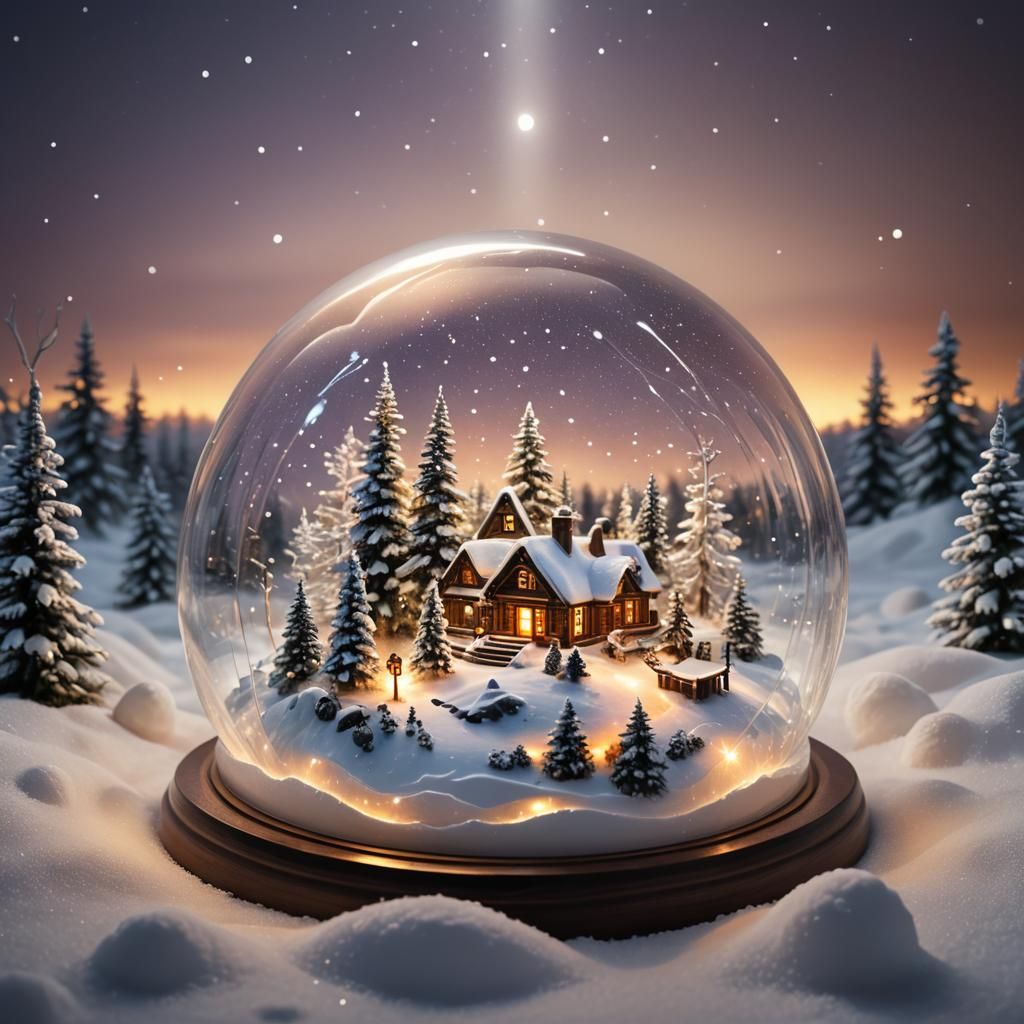 Miniature universe encapsulated within a transparent glass snow dome  by @Gaby