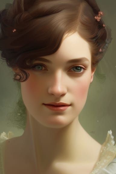 A Beautiful Regency Era Woman Head And Shoulders Portrait, 8k 