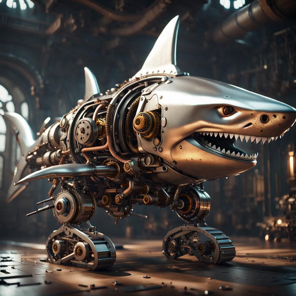 Mechanical shark - AI Generated Artwork - NightCafe Creator