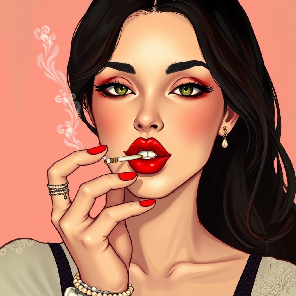 Brunette woman blowing kisses
Emo man smoking a joint 
Stunn...