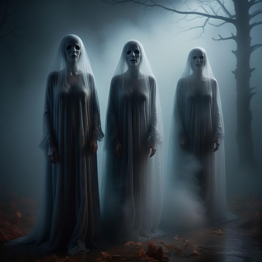 Eerie ghostly figures in mysterious fog - AI Generated Artwork ...