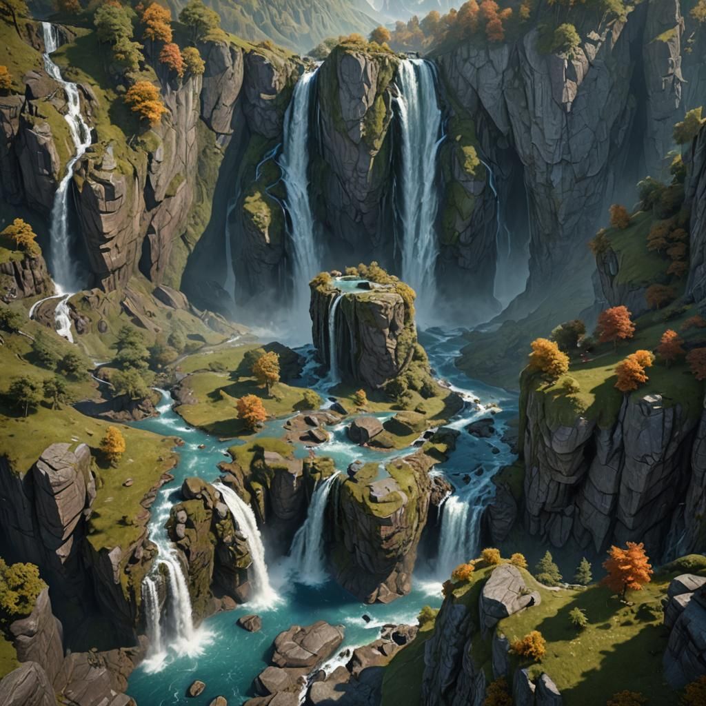 Ein wunderschöner Wasserfall fließt einen Berg hinab