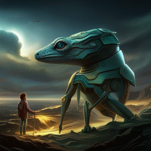 Robot Pet Lizard With Owner
