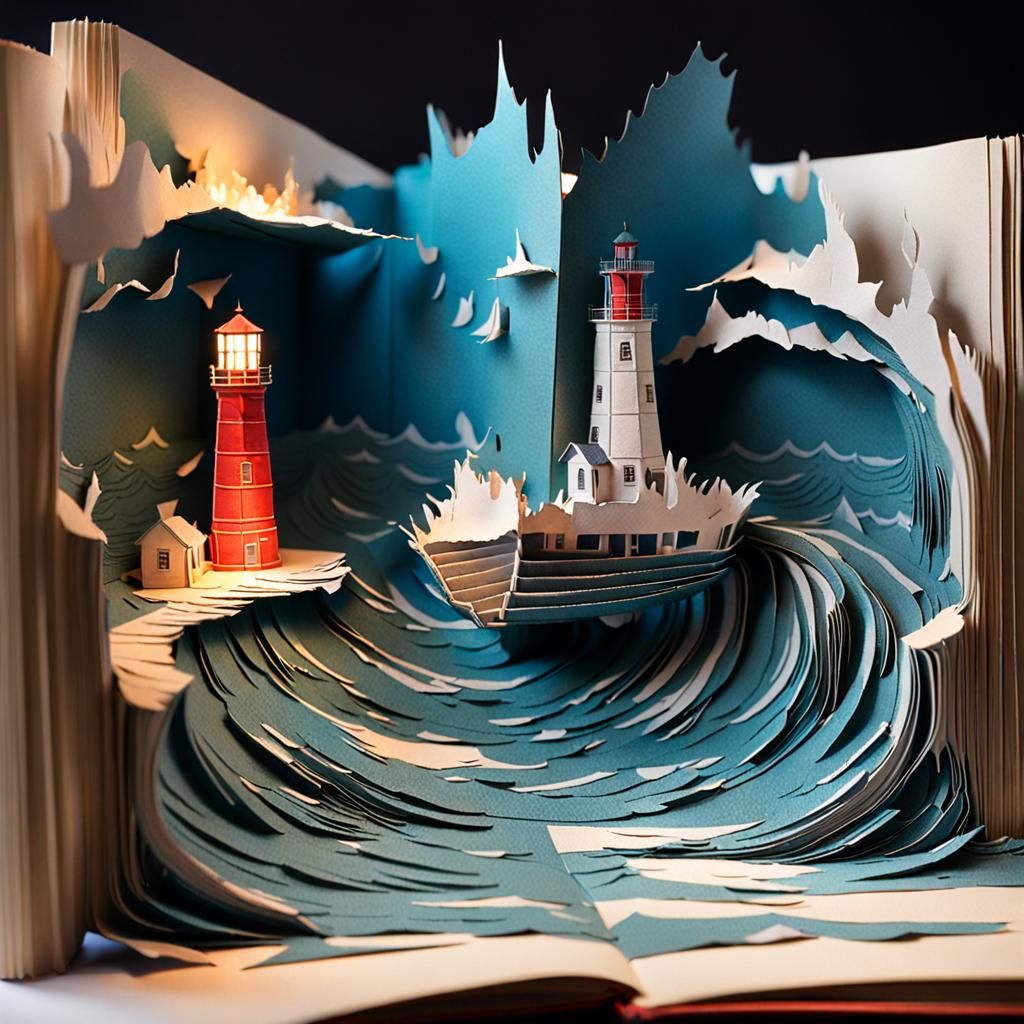 Pop-up book with lighthouse