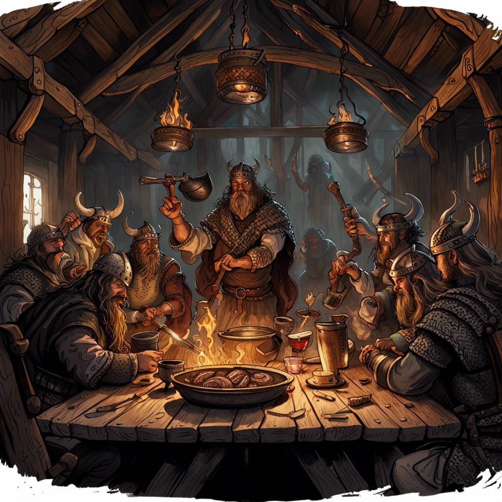 Viking Feast after a raid - AI Generated Artwork - NightCafe Creator