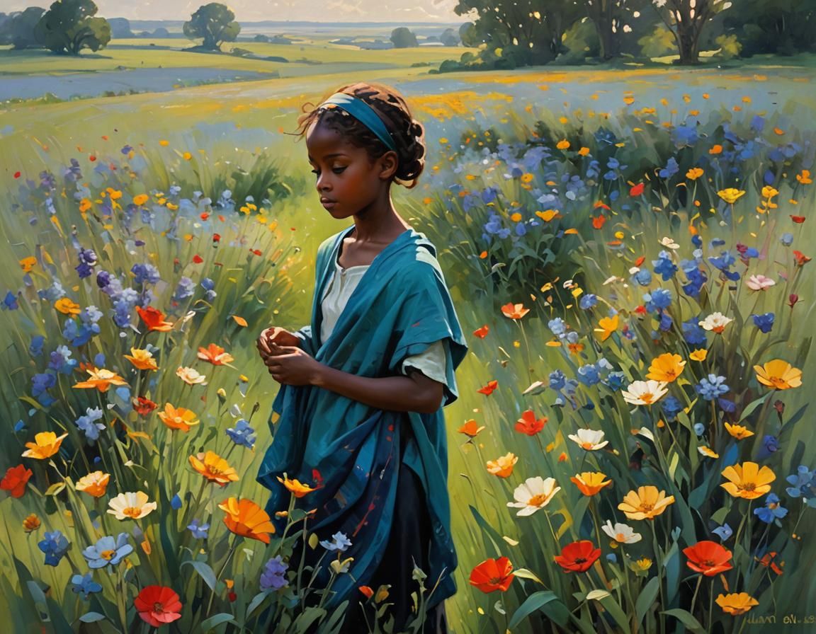 Masterpiece Monday A field of flowers, a lively landscape, a...