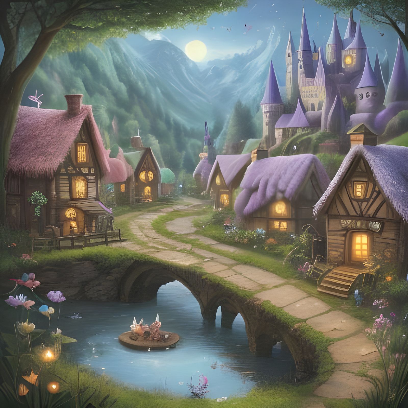 Village Of Magic Fairies - Ai Generated Artwork - Nightcafe Creator