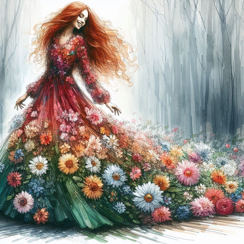 Beautiful lady wearing flowers  by @Ursula