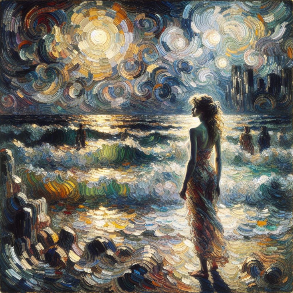 artistic, beautiful, chiaroscura, detailed, expressionist, f...