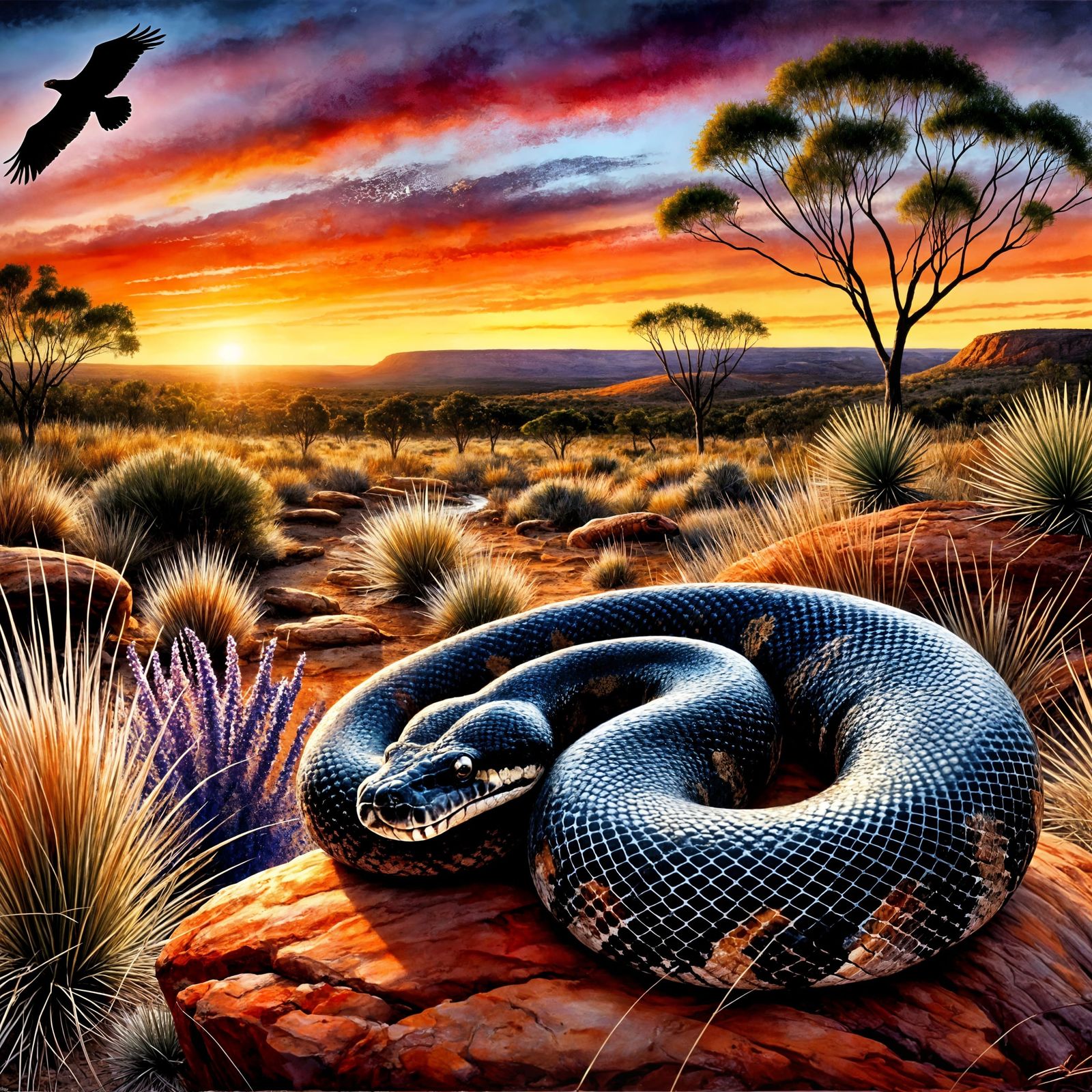 Australian Watercolour Series: black-headed python