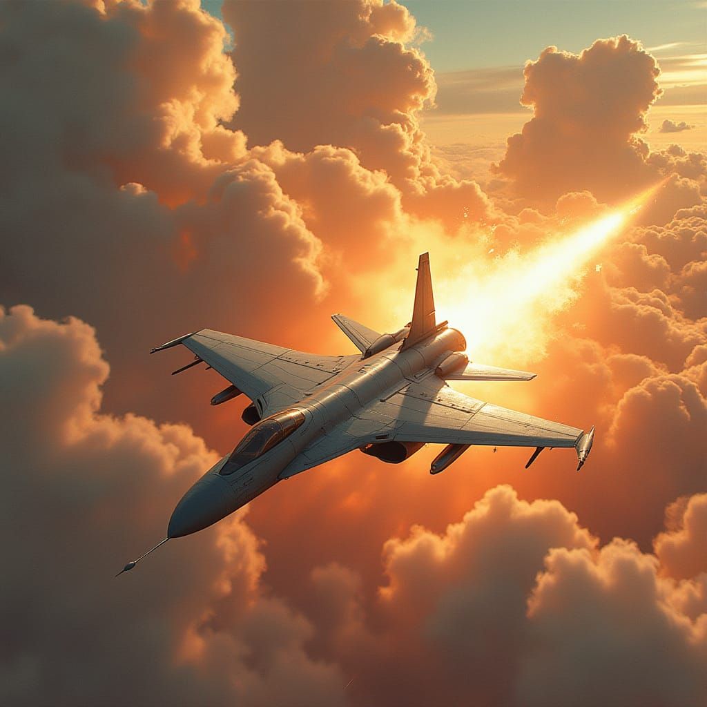 Futuristic Missile Interception in Metallic Style