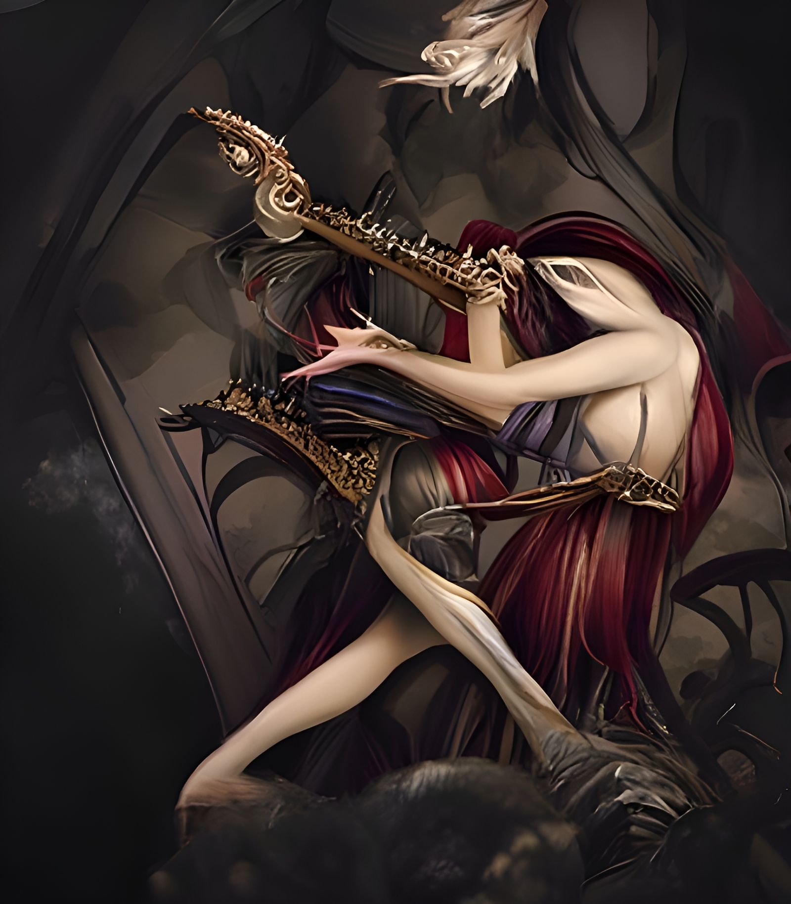 She plays the "Dark Harp" with all her soul