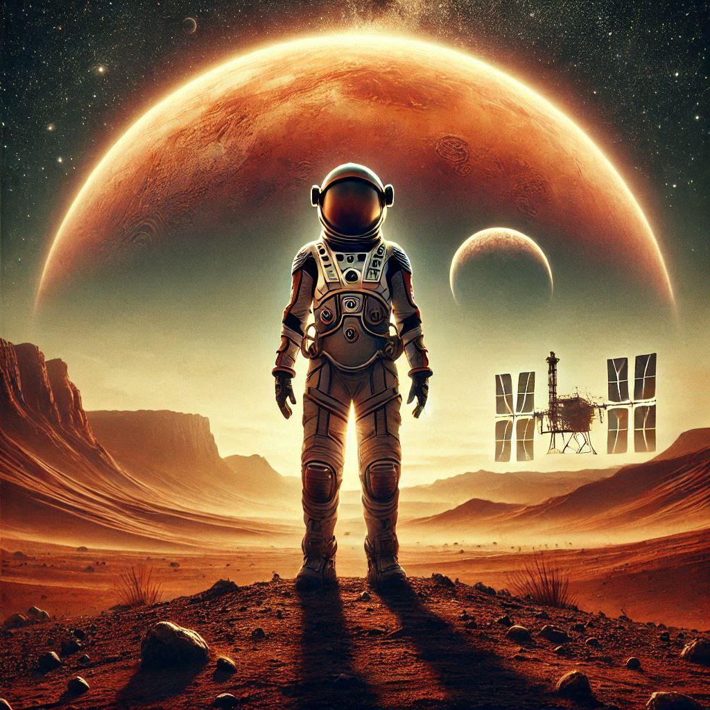 Astronaut woman on Mars