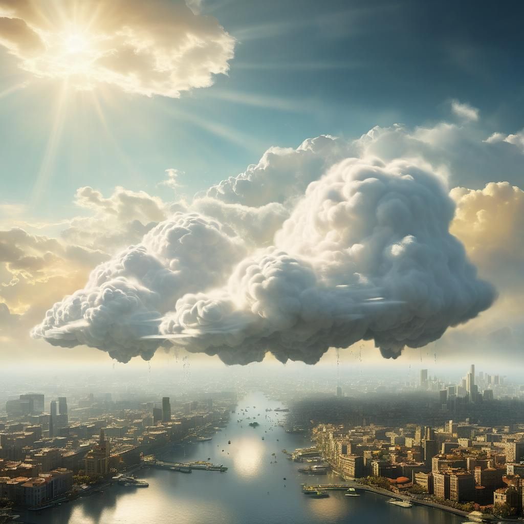 Twin Cloud City: A Surrealist Digital Landscape