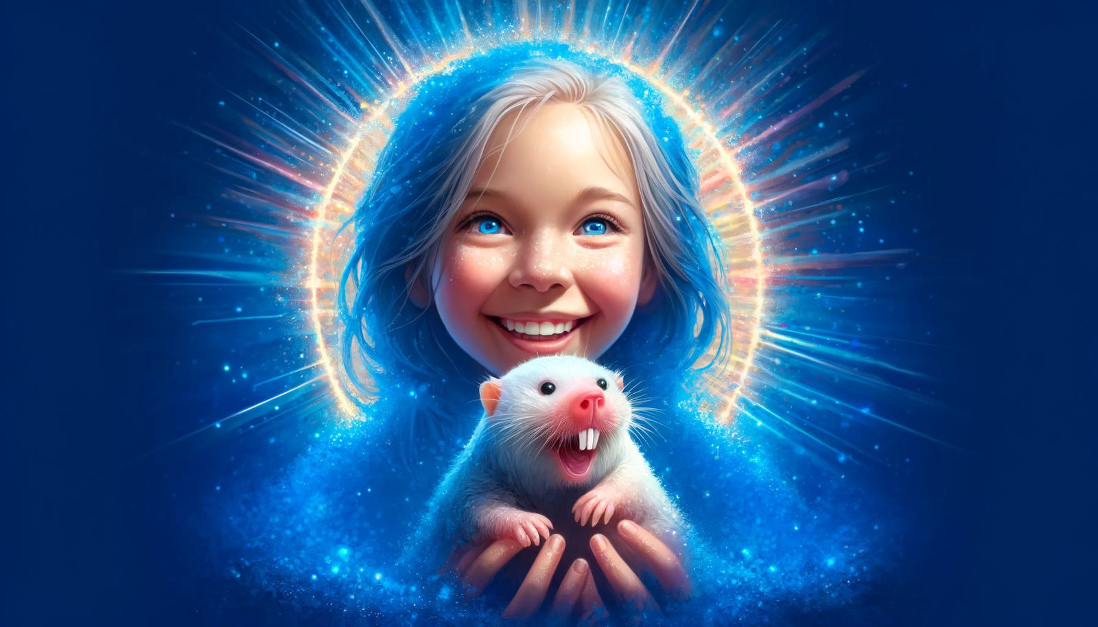 happy girl and her Naked Mole Rat