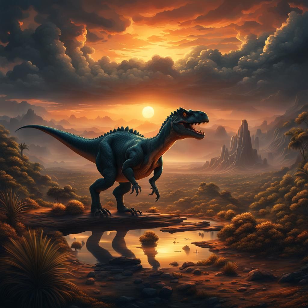 Dinosaur watching the sundown  by @koala_bee