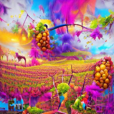 Vineyard detailed painting maximalist colourful photoillustr...