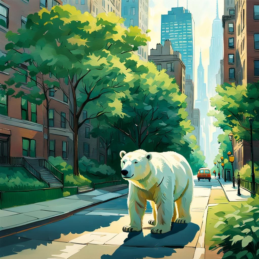 Polar Bear in Manhattan: Academic Realism Concept Art
