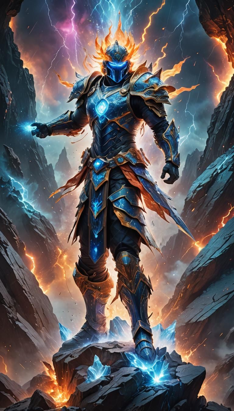 Epic Warrior Amidst Cosmic Explosion in Fantasy Style