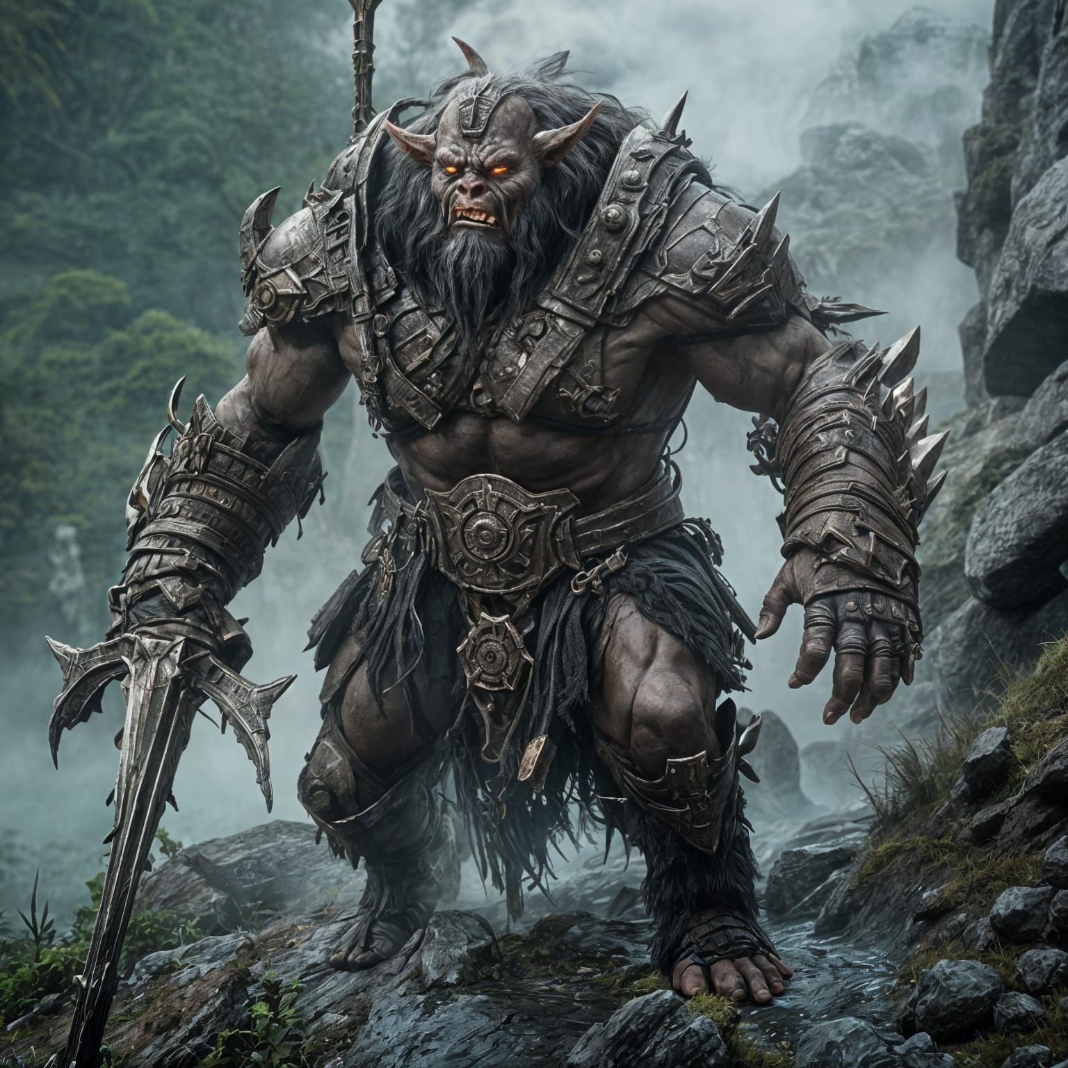 <lora:MJ6-1 Sci-Fi Fantasy:1.0> Orc Berserker, dynamic, digital art, best of behance, anton fadeev, fined detail, sci-fi fantasy character...