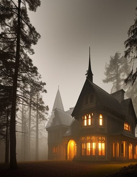 Foggy Manor House - AI Generated Artwork - NightCafe Creator