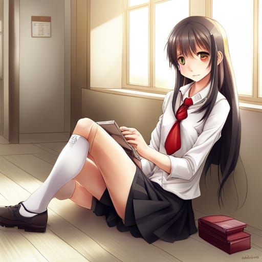 A beautiful girl in school uniform by artist "anime", Anime ...