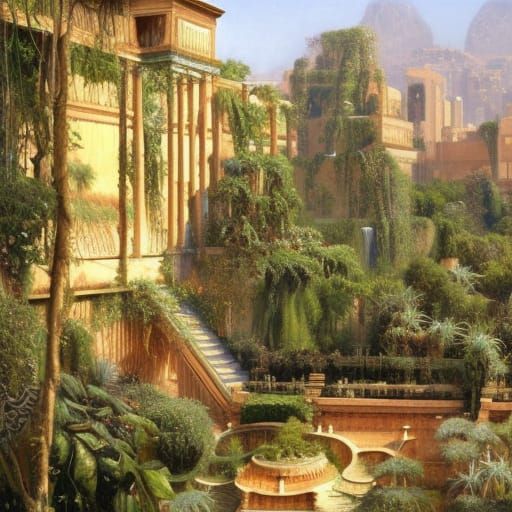 the hanging gardens of babylon - AI Generated Artwork - NightCafe Creator