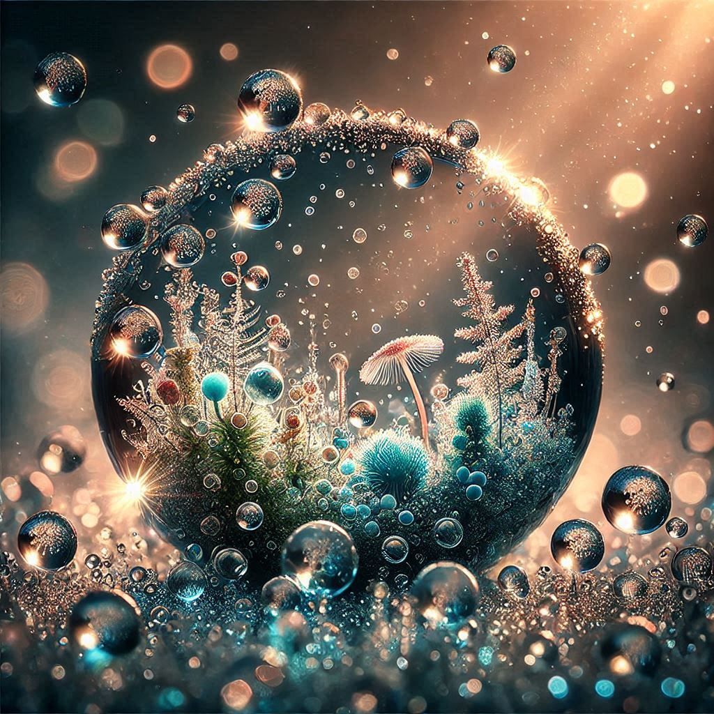 Tiny world in a dewdrop